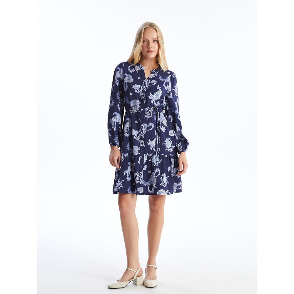 Lucky Brand Paisley Long Sleeve Shirt Dress Size Medium Blue Belted Flowy NWT